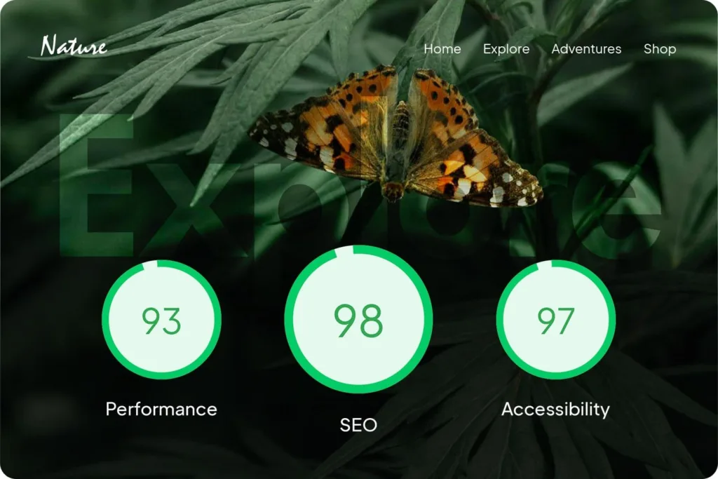 Achieve a page speed score and pass Core Web Vitals with the built in 10Web Booster.